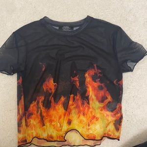 Black see through flame shirt